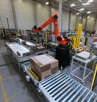 New feeder robot, palletizer robot and wrapping line at Van De Velde Packaging in Poland